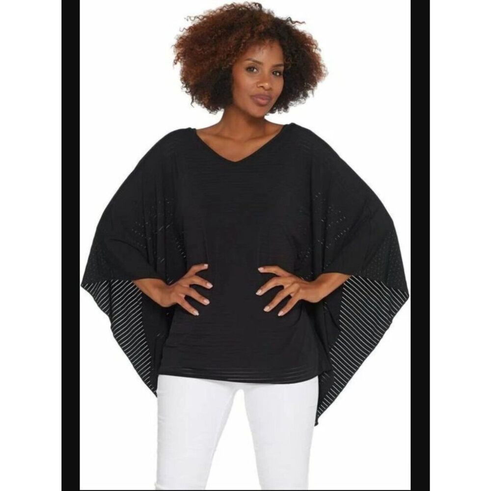 New Attitudes by Renee Shadow Stripe Caftan with Tank | Size L